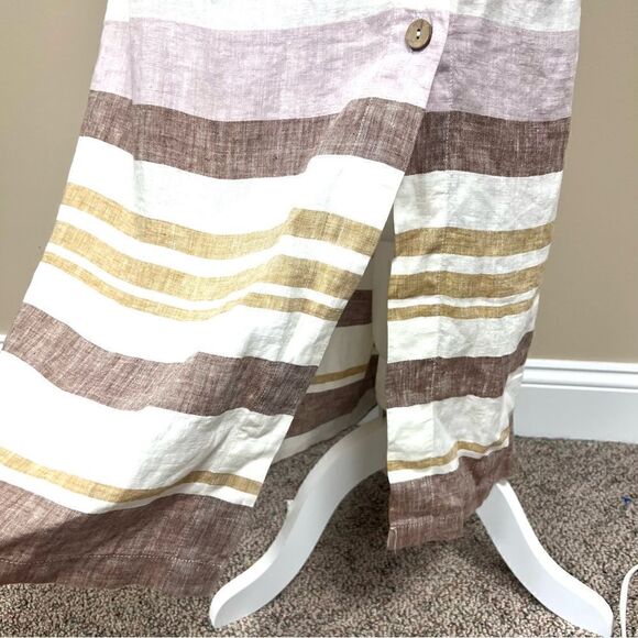 Rachel Zoe linen striped skirt with side buttons Sz M - Picture 4 of 8